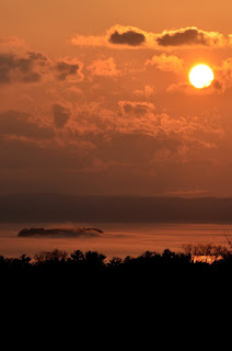 Sunset with marine layer over Lake Champlain & Juniper Island Sunset with marine layer over Lake Champlain & Juniper Island